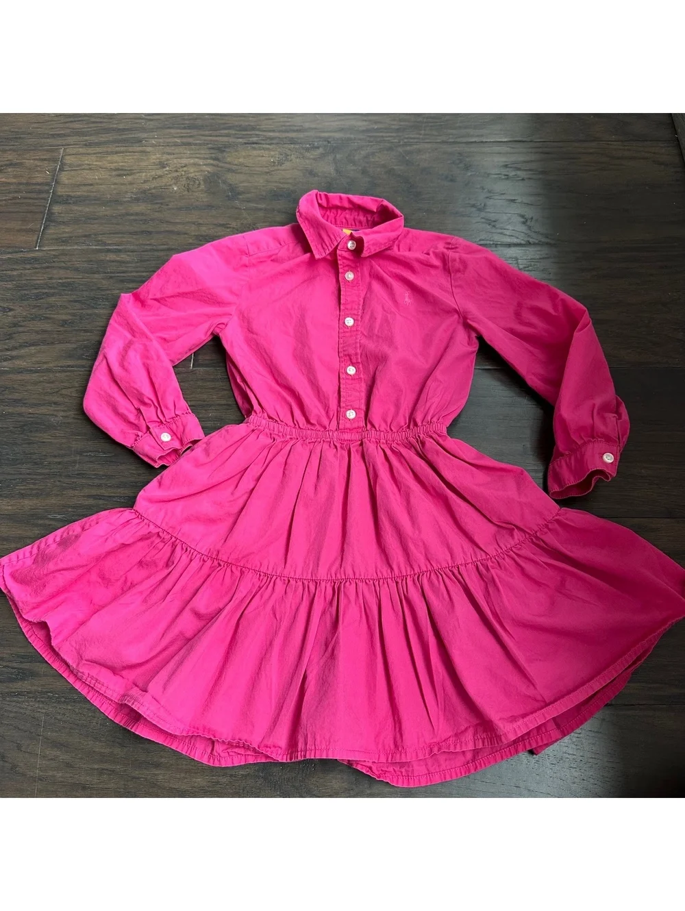 Polo Ralph Lauren Girls Tiered Cotton Poplin Shirt Dress Size 4